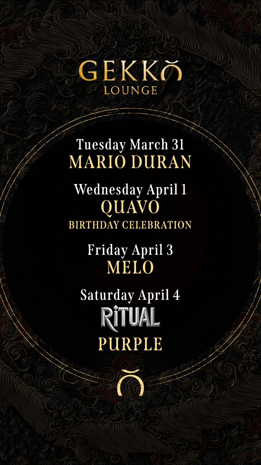 Gekko Lounge — April 2026 lineup