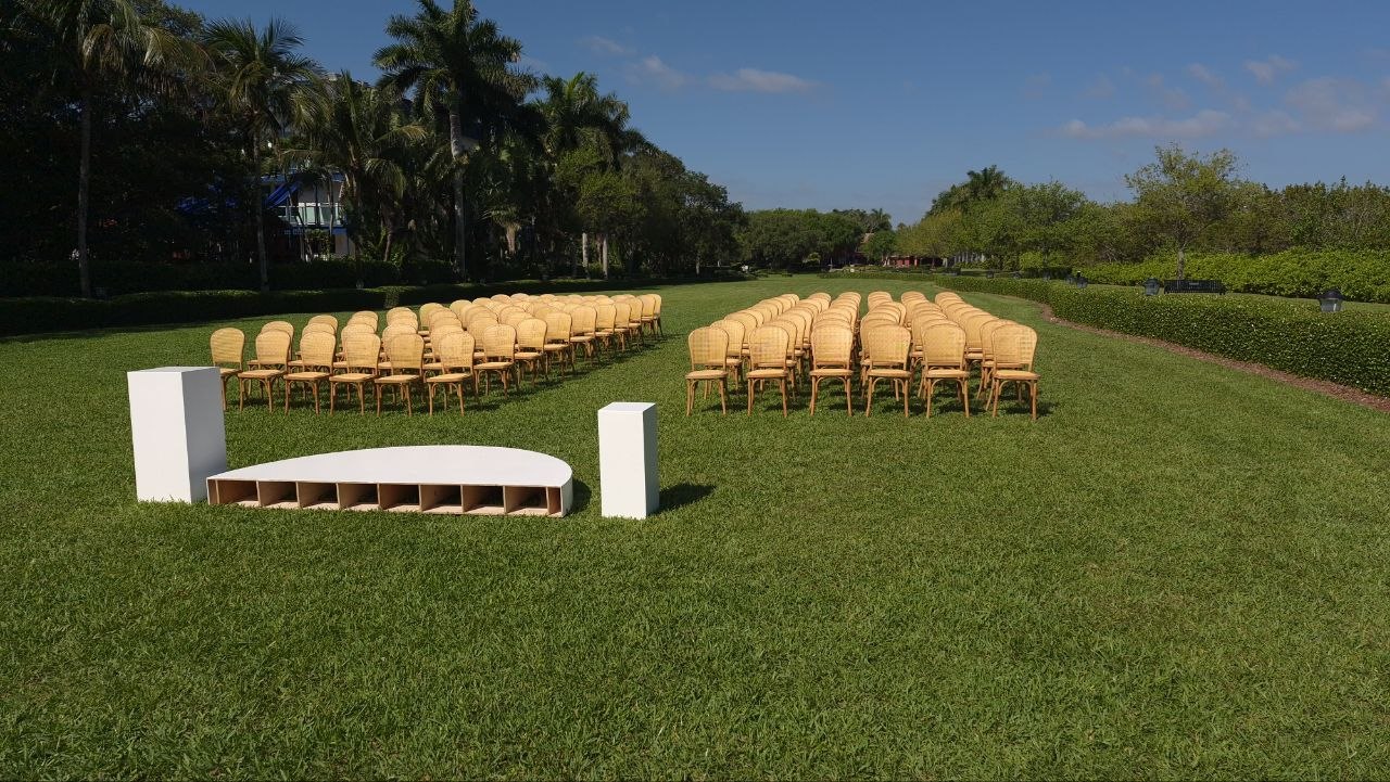 Ceremony chairs aligned — outdoor wedding