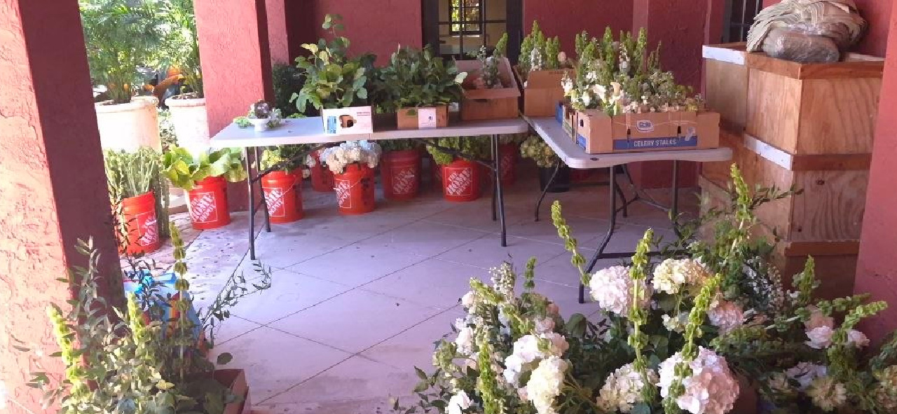 Floral staging area — production detail